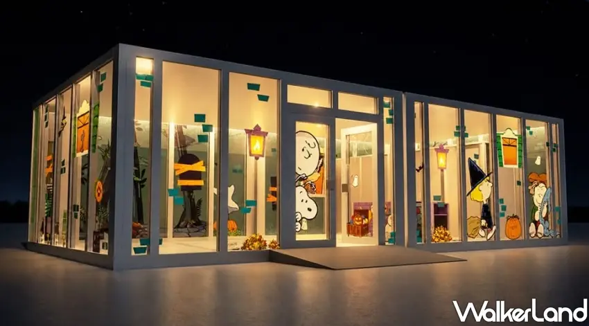 ▲限定快閃店「SNOOPY Trick or Shop」透光玻璃屋建築超好拍,現場更販售多款萬聖節周邊商品。