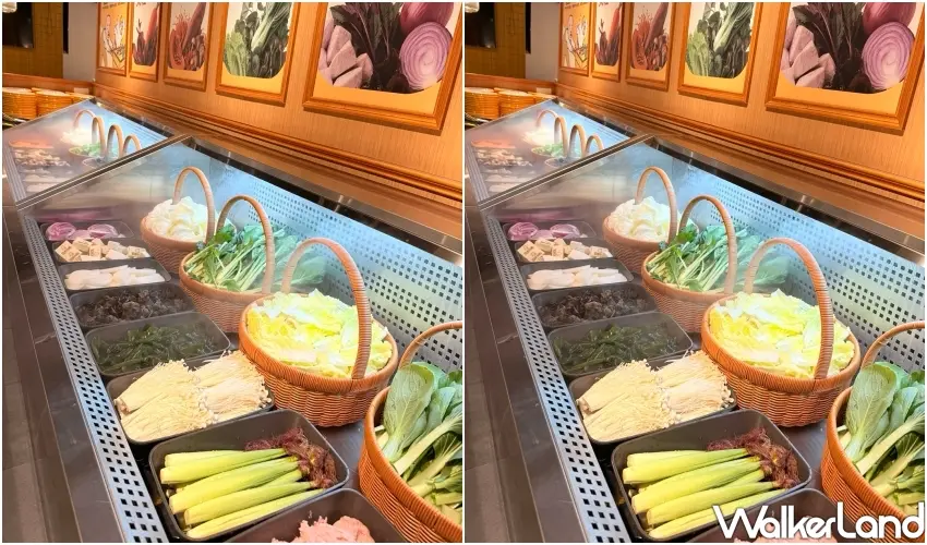 ▲雞湯大叔首間吃到飽,低溫保鮮的蔬菜吧陳列當季尚青的無負擔食材,讓喜愛健康蔬食的台中火鍋控能隨心夾取心儀的彩虹蔬菜。