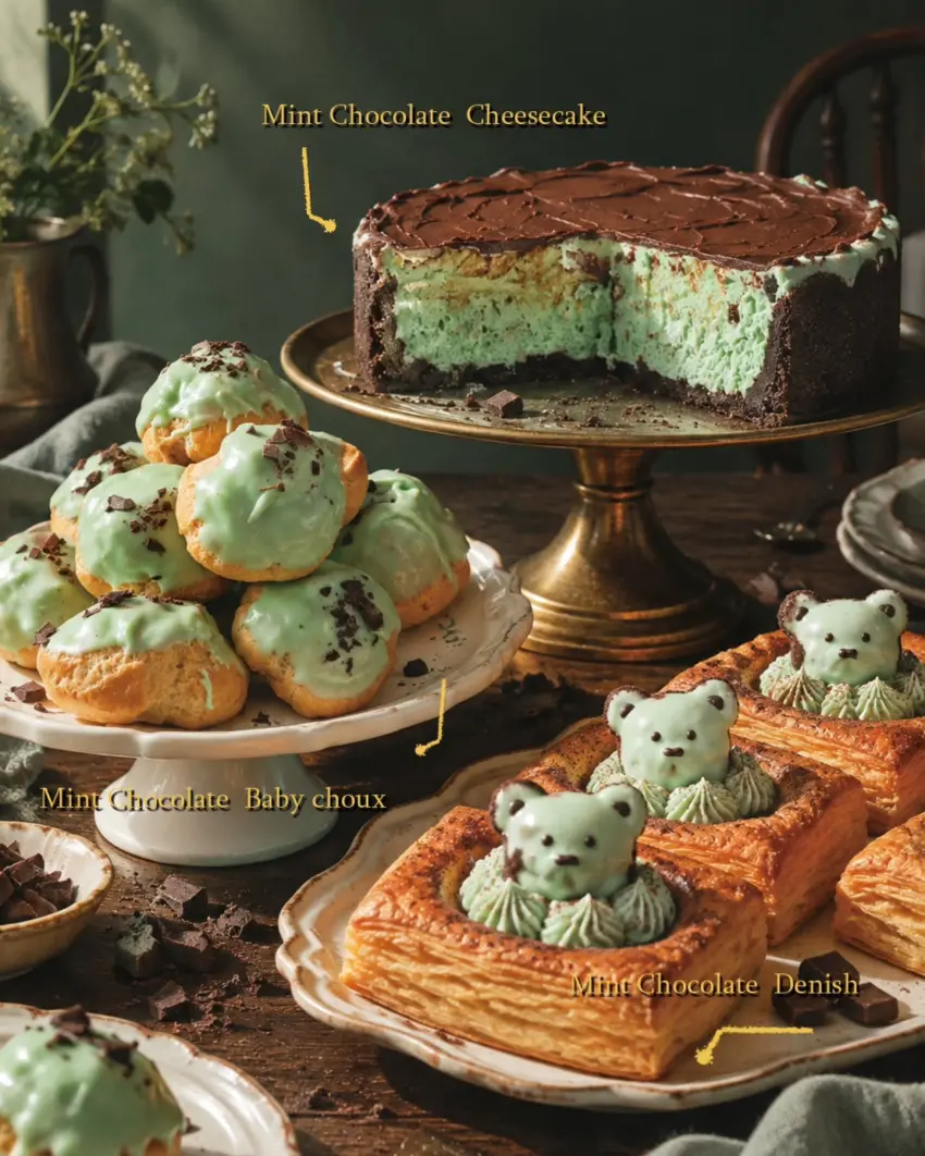 ▲Mint Choco World甜點新品推陳出新，包含造型可愛的丹麥麵包、小泡芙以及切片起司蛋糕，視覺味覺同時滿足。