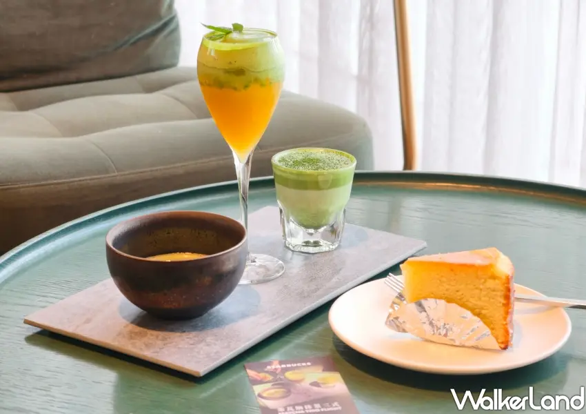 ▲全台限定5家門市開賣的星巴克茶瓦納抹茶三式套餐,一次享受三款創意抹茶飲品與糖霜檸檬磅蛋糕組合。(攝影:鄭雅之)