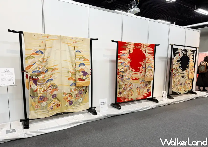 ▲日本傳統婚禮「三襲」疊穿紅白黑三層和服,展現江戶至大正時期的新娘禮服工藝。(攝影:鄭亦庭)