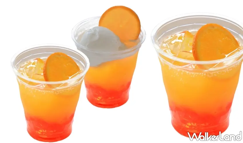 ▲母親牧場秋季限定飲品一次推出2款,掃帚草氣泡飲530日圓,想要多一點甜蜜滋味,還有加上冰淇淋的漂浮氣泡飲630日圓。橘紅色漸層搭配清爽氣泡,賞花後來一杯剛剛好。圖/母親牧場提供;窩客島整理