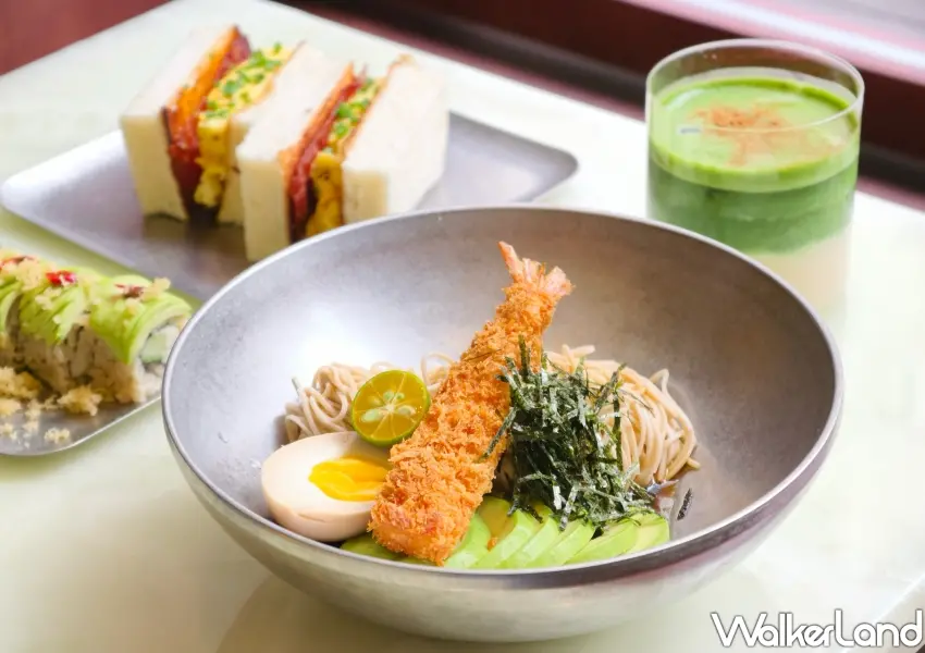 ▲豐富的全日餐點包含了招牌蕎麥冷麵與味噌培根三明治,展現ORII MATCHA多樣化的混血美食選擇(攝影:鄭雅之)