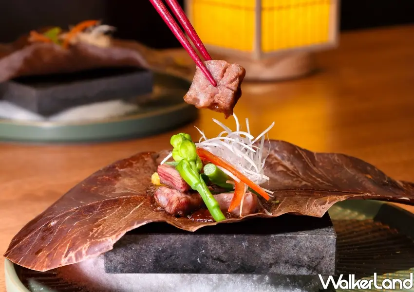 ▲強肴朴葉和牛味噌風結合高山鄉土料理特色,透過八丁味噌燒製凸顯肩胛肉質。(攝影:鄭雅之)
