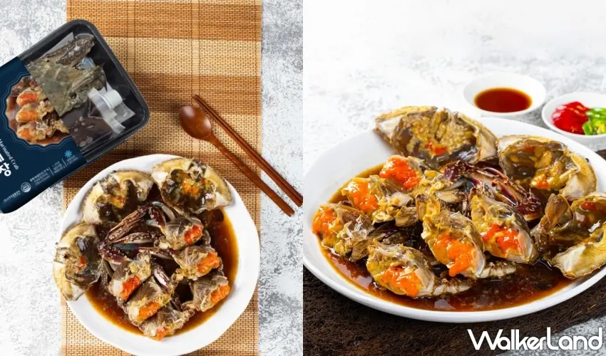 ▲韓國醬蟹控快看！來自珍島海域的新鮮母藍蟹，搭配手工特製醬油醃漬，切開的蟹身露出飽滿橘紅色蟹膏，浸在深色醬汁裡讓人食指大動。Klook更推出限量100份醬蟹每份只要1美元的優惠，喜歡韓式醬漬海鮮的人可以留意。圖／Klook提供；窩客島整理