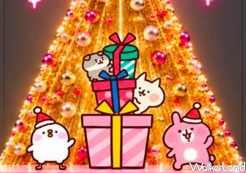 ▲帶著聖誕帽的粉紅兔兔與P助,還有可愛貓咪等卡娜赫拉的小動物,與2026新北耶誕城亮麗樹影及禮物盒同框呈現滿滿節慶氛圍。