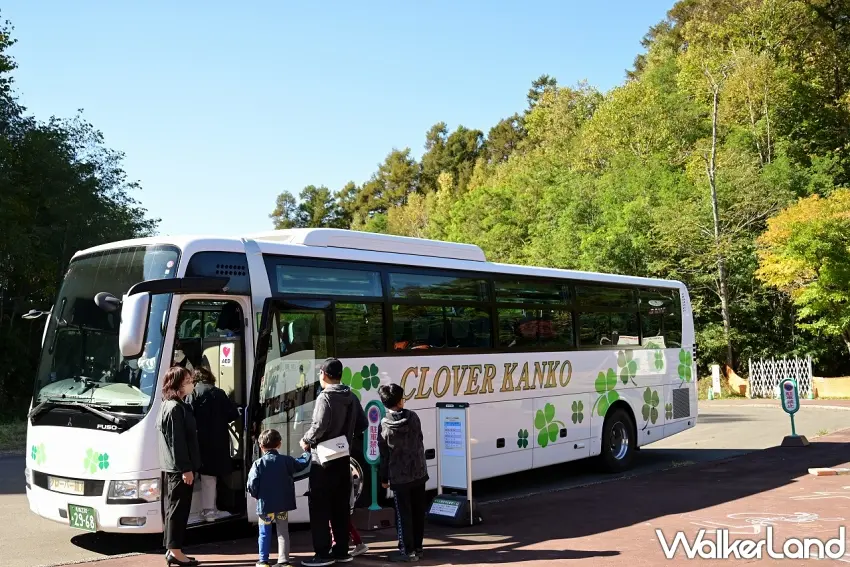 ▲北海道賞楓想一次玩遍不同園區，免費接駁車可以先記下來！瀧野鈴蘭丘陵公園10月25日限定提供東口往返森林區西側的免費接駁服務，想欣賞森林紅葉、探索自然景點，規劃行程更加方便。圖／國營瀧野鈴蘭丘陵公園提供；窩客島整理