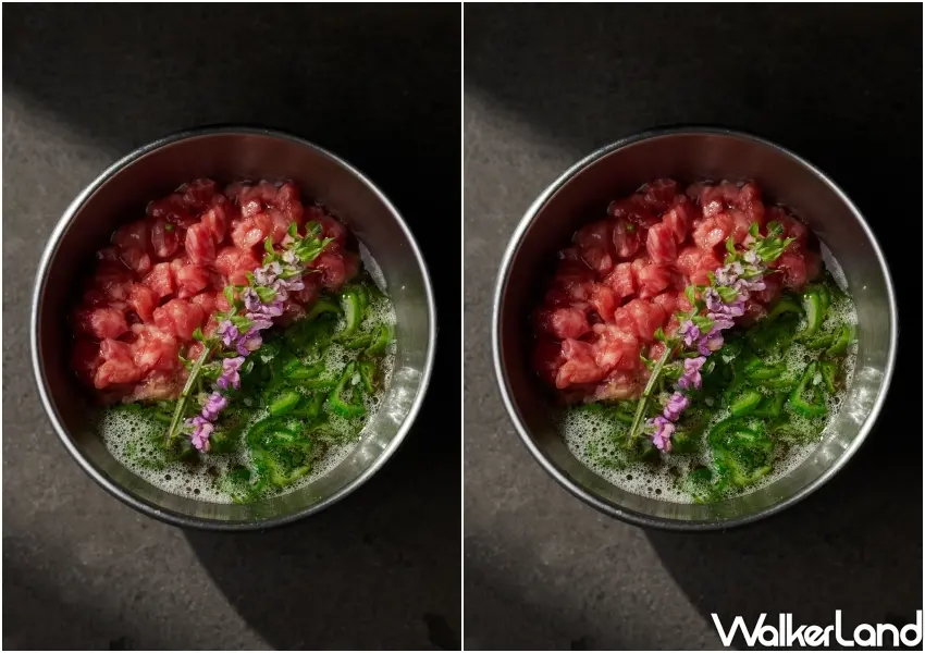 ▲生牛肉珠寶盒以鮮嫩和牛搭配清爽辛香佐料,驚豔顧客味蕾體驗。
