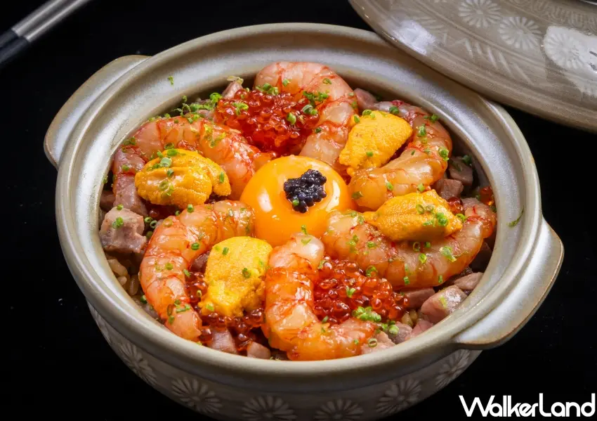 ▲壓軸登場被譽為銷魂飯的「近江牛胭脂蝦雲丹釜醋飯」，鋪滿和牛粒、醃漬胭脂蝦與北海道海膽，口感極具層次。   