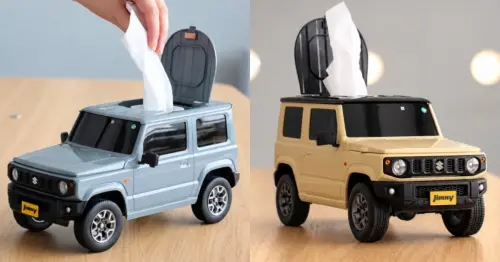日本Jimny吉姆尼變身迷你面紙盒！1比12還原越野車、輪胎真的會轉，車頂拆開還能藏鑰匙，2款車色開放預購