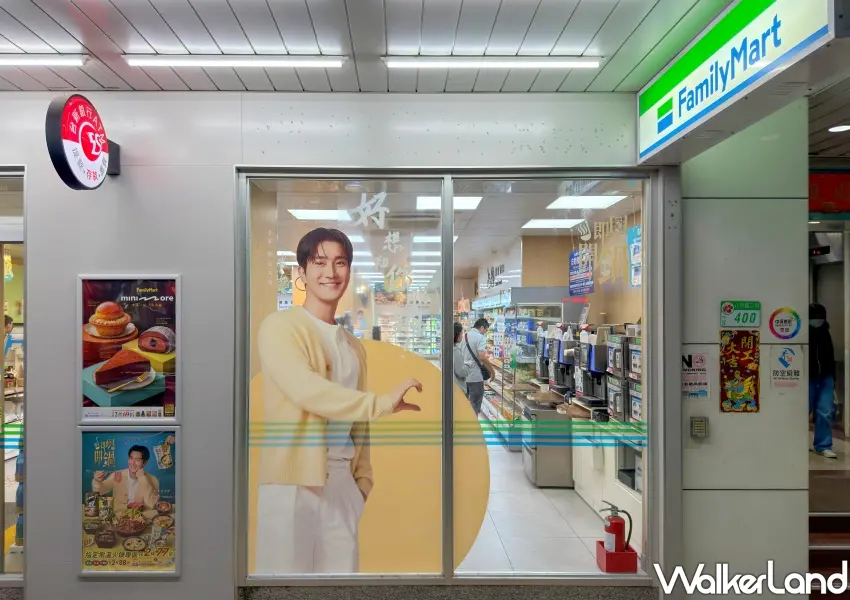 ▲全家台北鑫德店打造崔始源吃鍋後源會主題門市,店外佈置滿滿男神視覺吸引粉絲打卡拍照。
