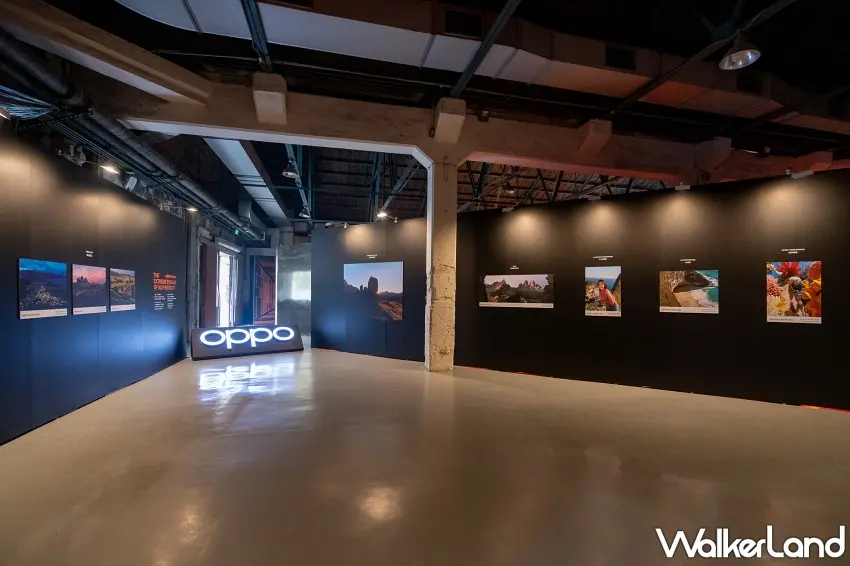 ▲週末想找免費展覽,OPPO華山攝影展可以排進行程。黑色展牆上集結世界各地的哈蘇攝影作品,從壯闊山景到人物生活紀錄都能慢慢欣賞,逛完還能接著挑戰3大極限攝影關卡,展覽只到11月1日。圖/OPPO提供;窩客島整理