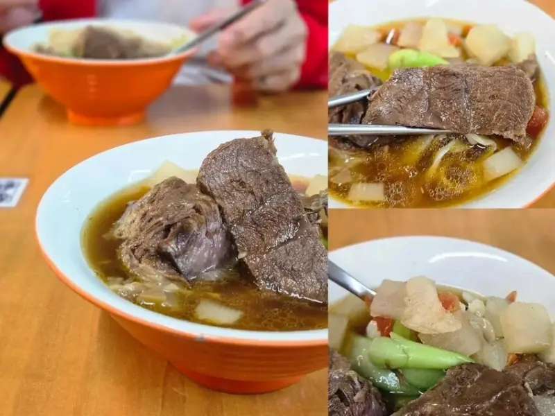 捷運市政府站美食，牛肉像厚切牛排超大塊，免費加湯還放好多蘿蔔「半島牛肉麵」