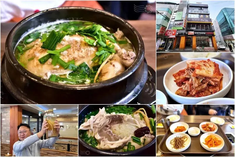 韓國大邱【大宅人蔘雞湯】，提供人蔘酒，泡菜吃到飽餐廳