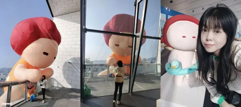 海洋中的一片森林特展藝術家寧芮潔創作的Moi大型氣球裝置爬上