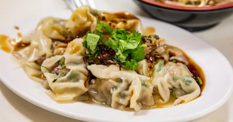 彰化柳家紅油抄手！在地人激推40元8顆大份量抄手，乾麵份量嚇死人。