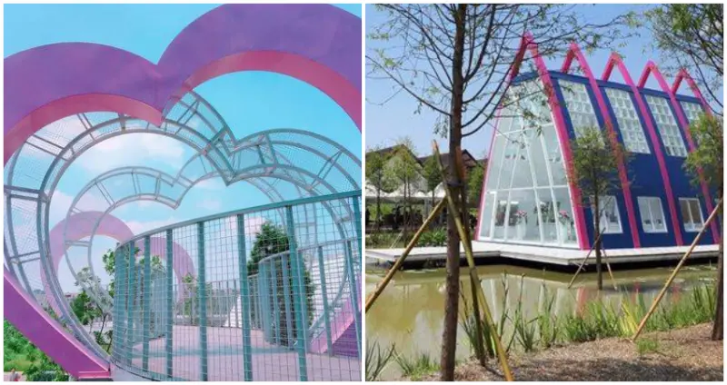 【嘉義月桃故事館/古坑珍粉紅城堡】2017超夯夢幻打卡景點/粉紅愛心天空步道/月桃茶免費試喝/浪漫水漾教堂開放參觀囉