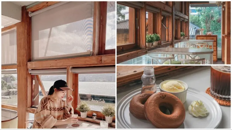 安克黑咖啡 Ancre café｜淡水河景第一排，咖啡配上超Q鬆餅甜甜圈太愜意啦~，淡水景觀咖啡廳