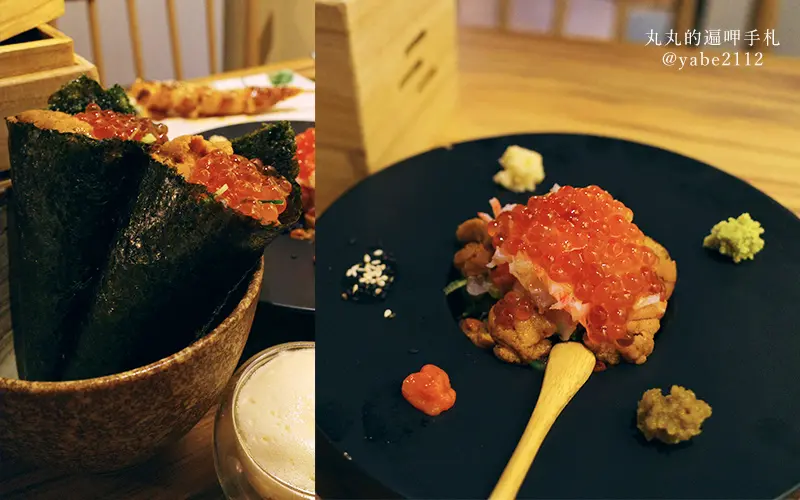 東區居酒屋。創作串燒野崎。大安區居酒屋推薦。必點豬肉捲生菜、海膽海鮮海苔捲，還有最愛的Sangria(菜單Menu價格)