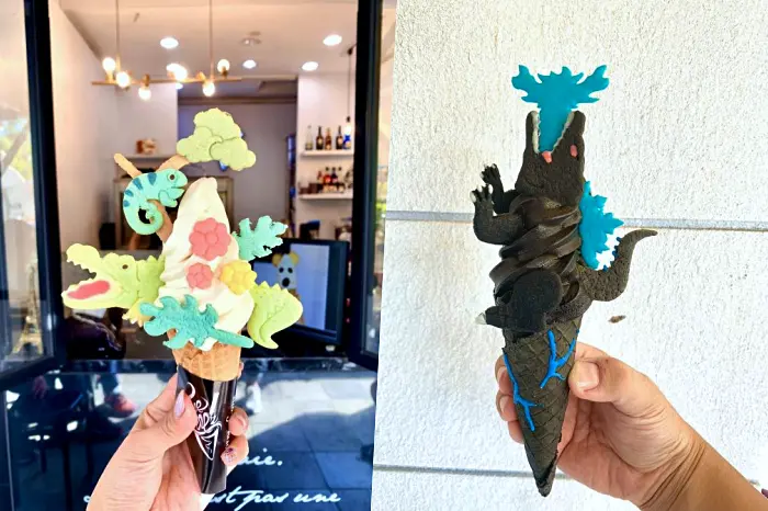 哥吉拉出沒！造型有夠浮誇，視覺系霜淇淋也太狂！原來霜淇淋可以這麼百變～【CornerCone酷礦美式手作霜淇淋-台南淺草店】台南美食|國華街|正興街