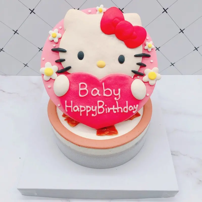 Hello kitty造型蛋糕手作,無嘴貓生日禮物開箱分享!