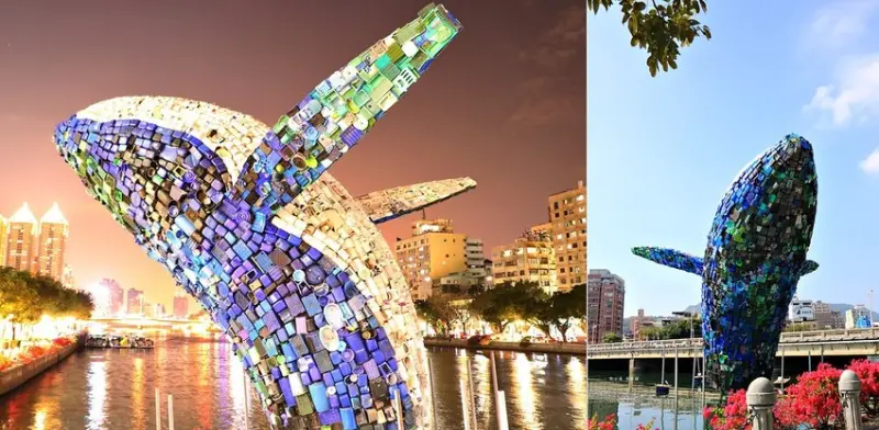 【高雄】愛河‧愛之鯨‧廢棄回收再利用，第一座全台最大型的水上環保裝置藝術