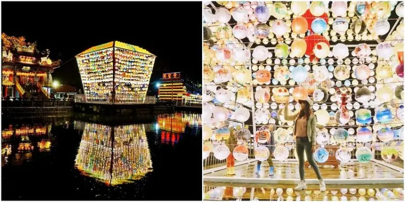 全台最大天燈在三峽 [ 2020台北走春景點] 三峽廣行宮關聖帝君廟 巨大燈籠牆 閃亮一整個春節 - 安妮的天空