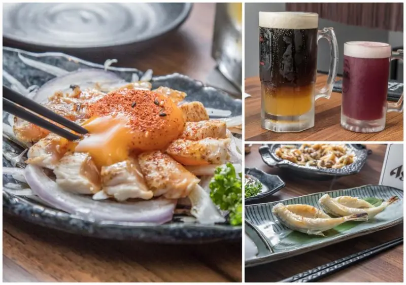 [桃園市]桃園居酒屋推薦，神奇！全台唯一漸層啤酒，特殊！雞刺身、河豚一夜干！Mr.Q炭火小酒館 - 大手牽小手。玩樂趣