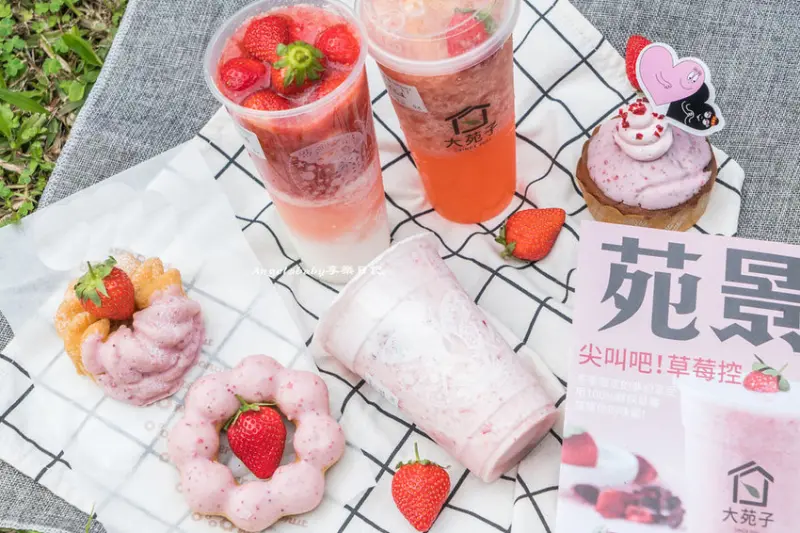 滿滿18顆大湖草莓放滿滿『莓好相遇』草莓控必喝夢幻飲品、大苑子超夢幻上市新品 （內有開箱影片、大苑子菜單）