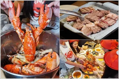 桃園中壢｜紅唇蟹 KISS CRAB 美式手抓海鮮．迎新吃喝相見歡海陸大餐頂級炙燒牛排&手抓海鮮桶一次滿足！