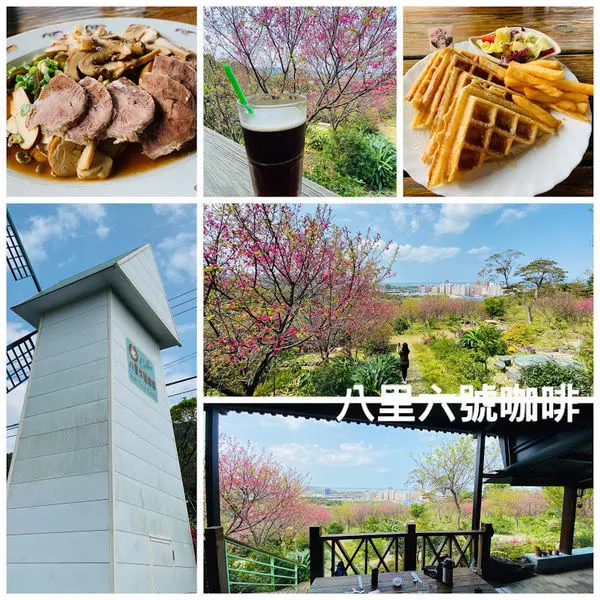 八里超美海景餐廳【八里六號咖啡】隱藏版粉紅櫻花林無敵海景/只有假日才營業/好吃又平價景觀餐廳