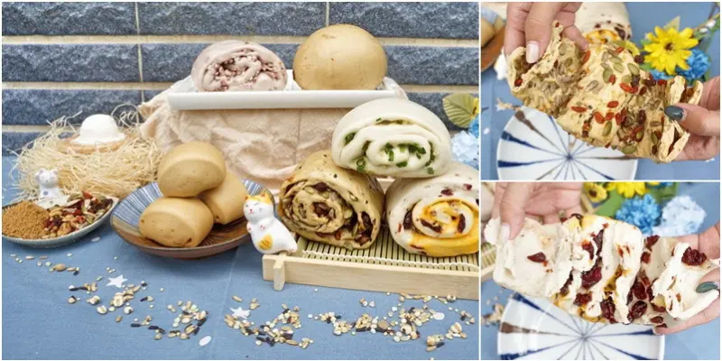 老麵酵匠包子饅頭店。內餡多到滿出來養身雜糧堅果捲。嚴選物料.天然酵母老麵製作澱粉減半減少腸胃負擔