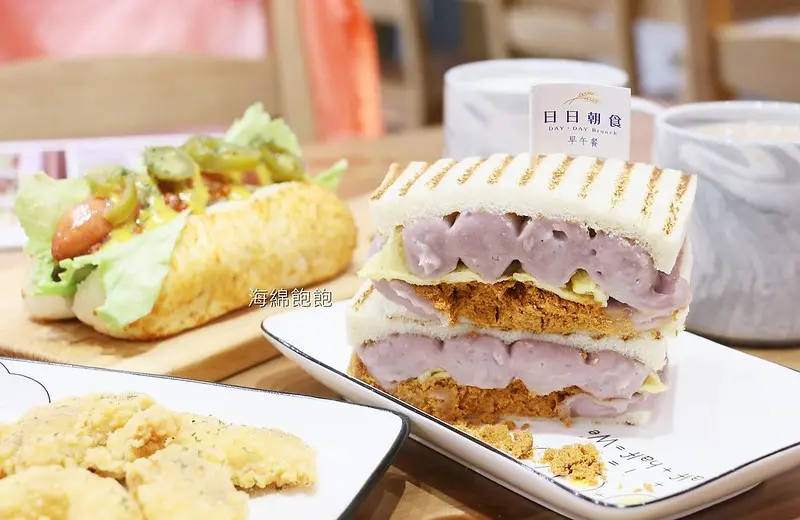 汐止早餐『日日朝食(汐止店)』桃園人氣網美早午餐汐止也吃的到，芋泥控必吃爆漿芋泥肉鬆蛋餅，菜單價位