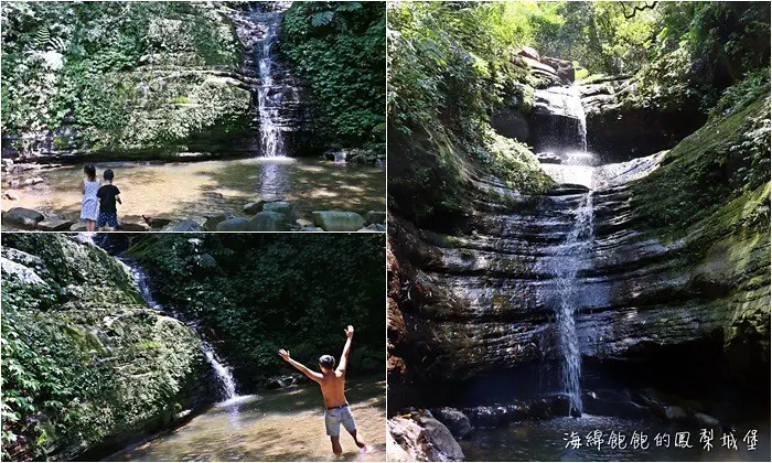 茄苳瀑布｜汐止大尖山景點，一分鐘抵達沁涼三層瀑布秘境，溪邊玩水抓小魚小蝦(交通指南)