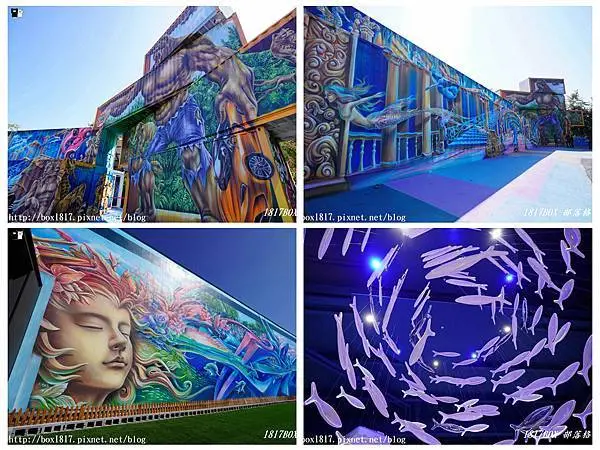 【嘉義。大林】拾粹院鯖魚主題館。號稱全台最高。由4層貨櫃不規則疊成的大型3D彩繪藝術