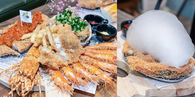 中壢雞木盒子炸物專賣-啃雞排可以文青豪邁有創意，浮誇視覺炸小龍蝦/點綴棉花糖/搭義式起司紅醬/新口味