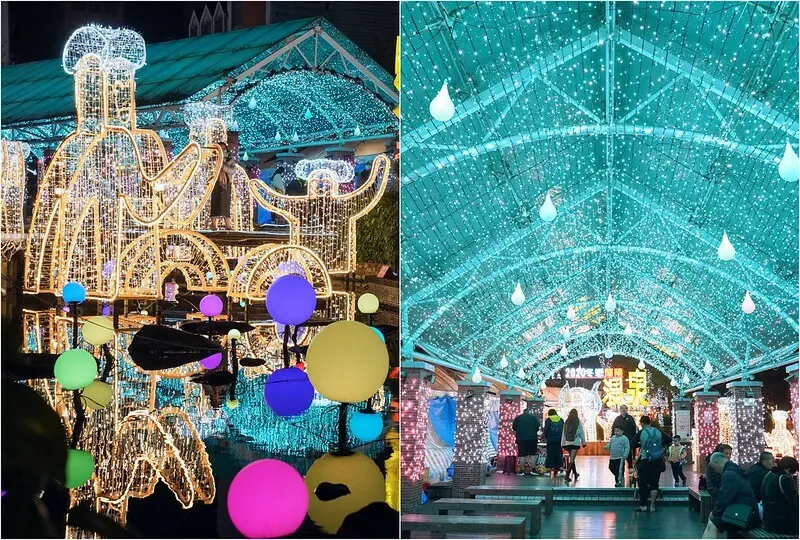 【宜蘭礁溪｜景點】2020~2021年礁溪溫泉燈花季。點亮湯圍溝溫泉公園，燈海隧道、巨人泡湯，邊泡腳邊欣賞燈區，好浪漫