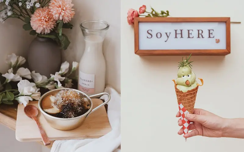 【台中北區】SoyHERE這裡濃豆乳│一中商圈IG打卡文青豆花，超可愛豆乳霜淇淋好吃又好拍！