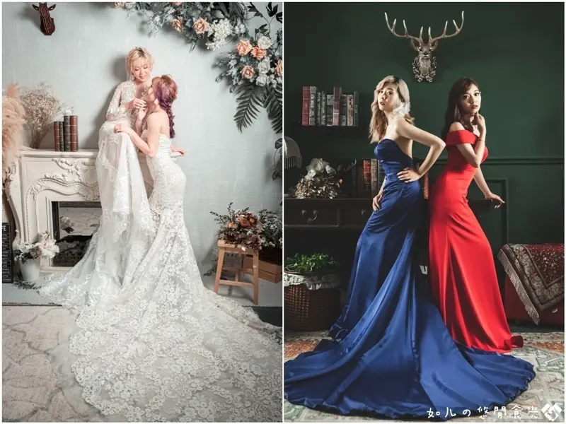 【婚紗MODEL】閨蜜寫真．閨蜜婚紗｜桃園最新「禮服出租」推薦｜上百套西班牙、韓國、台灣設計師款／訂製款任選｜AZ品牌訂製手工婚紗