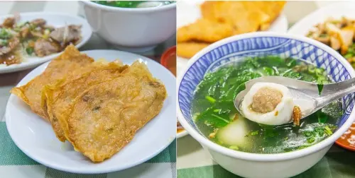 【台北捷運美食】【新莊站美食家】新莊老街六十年古早味鹹圓仔.方型虎皮蝦捲是一絕