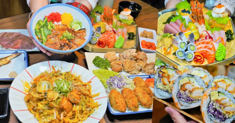 療癒日式鮮味美食、爆料大份量豬排卷壽司、必點創意丼飯，聚餐就愛有樂町日本料理｜壽星贈生魚片蛋糕 - 跟著尼力吃喝玩樂＆親子生活