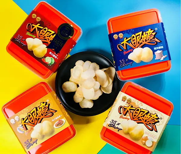 【台北美食￭信義區】大眼蝦￭蝦餅 x 蝦味無窮鮮蝦餅，香脆涮嘴吃不停、熱銷全球16國，得獎殊榮必須說！║蝦餅推薦、團購零食、宅配美食、餅乾零食