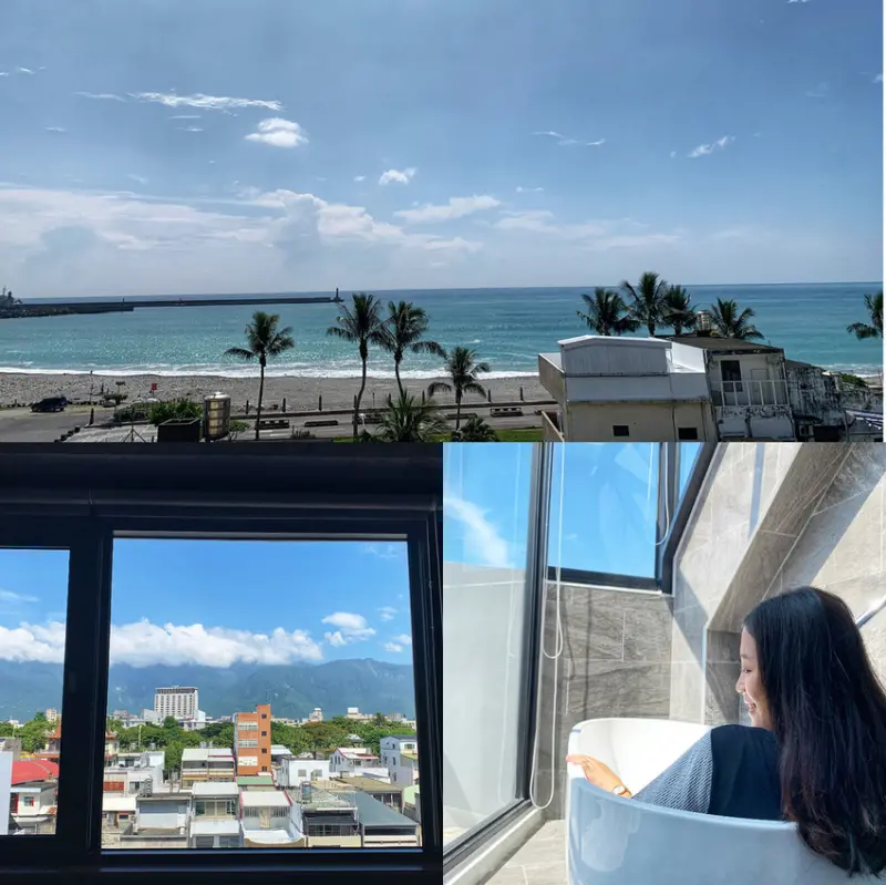 花蓮海景房住宿│賴床行旅鄰近東大門夜市，泡在浴缸仰望星空，藍色太平洋伴你入睡