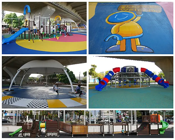 垂楊大橋下機器人遊戲場，火車造型遊具，邊玩邊看火車/番仔溝公園/嘉義玩沙/近嘉樂福夜市＆嘉義文創園區＆嘉義美術館