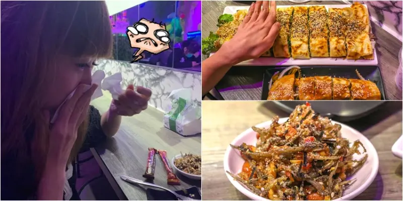 手臂大的脆皮蛋餅，挑戰超強大根鹹豬肉蛋餅竟然失敗！第一次在店內哭慘，辣度炸裂強大～山豬蛋餅