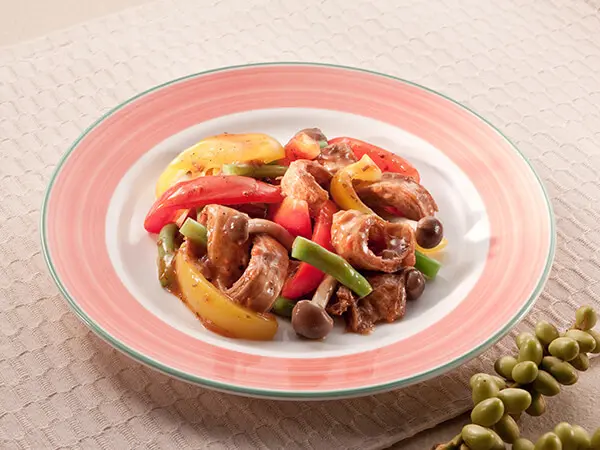 [中式料理] [素食] 蘑菇醬燴甜椒豆輪柳松菇