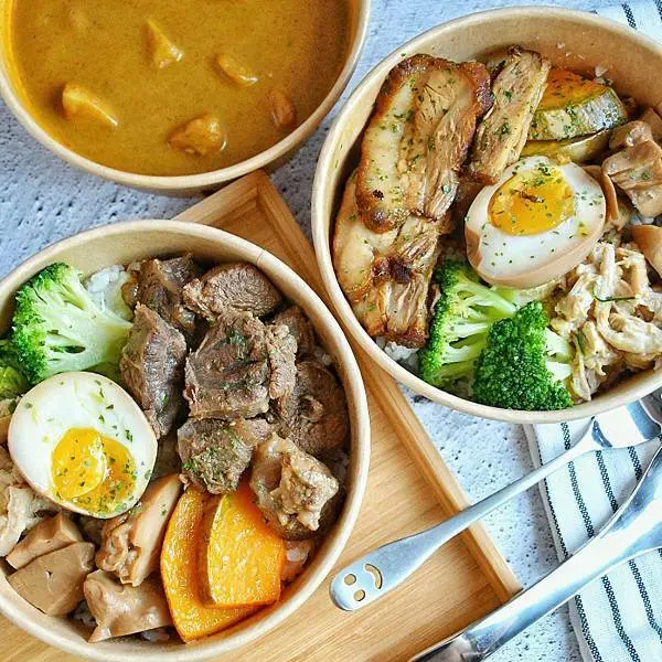 【台北大安】咖哩盒食 南洋風味咖哩，厚切燒豬刈包，大安區咖哩飯，六張犁平價餐盒，美味健身餐盒，平價套餐