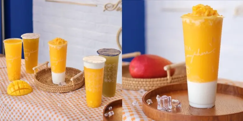 嘉義美食｜挑戰最濃郁的芒果季~「七盞茶」新品喝得到滿滿的果肉，就用芒果香氣涼快整個夏天！肉依小姐吃什麼