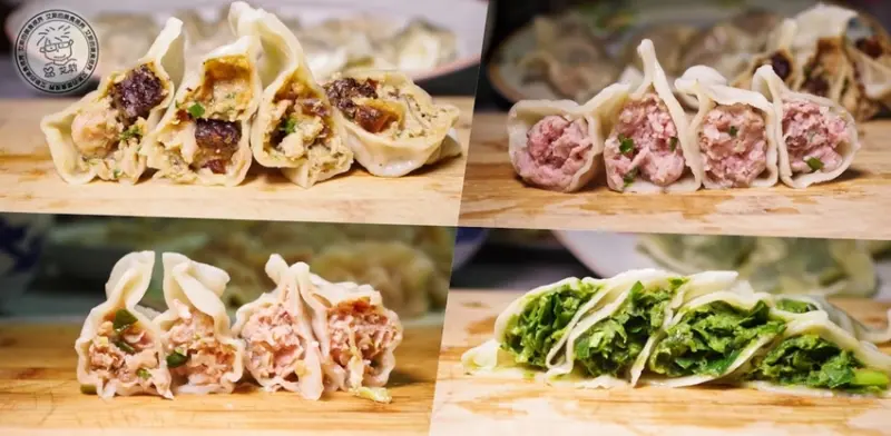 【水餃】吃不到香菜皮蛋豬血糕披薩就吃『 香菜皮蛋豬血糕 水餃』．買五盒手工水餃還送湯頭．春韭