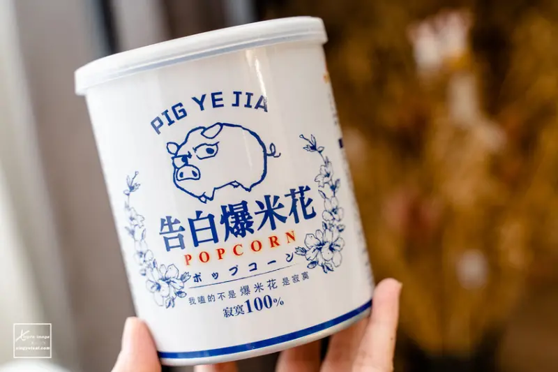 開箱｜伴手禮推薦【豬野家 PIG YE JIA / 豬飼料柑仔店】告白爆米花 / 油漆鐵罐造型 / 梅子口味 | 快門下的幸福